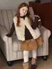 Camiseta Interior Floral para Niña 2026 Otoño/Invierno Nuevo Elegante con Volantes Dulce Ropa Interior de Punto Elástico para Niños