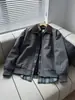 Chaqueta retro americana Detroit, chaqueta de béisbol de ajuste limpio para hombre para primavera/otoño con cuello alto, prenda exterior de lona lavada tipo workwear
