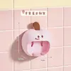 Soporte para cepillos de dientes de dibujos animados lindo Dopamine Estante de almacenamiento para cepillos de dientes montado en la pared sin perforaciones Soporte para cepillos de dientes de pared para baño