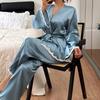 Pijamas Europeos y Americanos Transfronterizos para Mujer, Batas de Baño Europeas y Americanas de Verano, Batas de Estar Sexy, Ropa de Casa, Camisones de Seda Helada que se Pueden Usar Afuera
