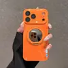 Adequado para Capa de Celular com Suporte Giratório Iphone18Promax, Vidro Tipo Gelo, Capa Protetora Espelho de Maquiagem Apple 17