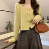 Cardigan Suéter de Punto Coreano Estilo Otoño e Invierno Nuevo Suave Cera Cuello Cuadrado Suave Holgado Corto Adelgazante Todo Fósforo para Mujer