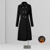 Roupa Externa de Lã Profissional Roupa de Trabalho Feminina Plus Algodão Engrossado Comprimento Médio Departamento de Vendas de Hotel Roupa Externa de Lã Inverno