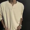 Sudadera gris oscuro de peso pesado con cuello en V para hombre, nuevo estilo otoño e invierno, corte limpio, tacto de alta gama, manga larga, estilo americano
