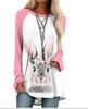 Conejo Impreso en 3D Exportación Transfronteriza 2024 Nueva Ropa de Mujer Transfronteriza Patrón 3D Europeo y Americano Cuello Redondo Manga Larga Camiseta Holgada