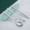 Estilo de Cintura Delgado de Moda Cuchara, Tenedor y Palillos Juego de Cubiertos de Acero Inoxidable 316 Juego Portátil de Tres Piezas para Estudiantes Viaje Regalo Cubiertos