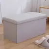 Banqueta de Almacenamiento Rectangular Caja de Almacenamiento Plegable Banqueta para Cambiar Zapatos Banqueta de Sofá Caja Organizadora Caja de Almacenamiento de Tela