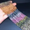 Fio de Contas Soltas de Turmalina Colorida Natural Pulseira de Turmalina Contas Facetadas Feitas à Mão Cristal Natural Turmalina Atacado Acessórios DIY