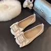 2026 Verano Nuevos Zapatos Planos de Mujer con Hebilla de Pedrería Francesa y Lazo, Suela Suave, Cómodos, Versátiles, Mocasines de Corte Bajo