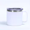 Nova caneca de aço inoxidável de 12oz caneca de café criativa de camada dupla com alça para uso doméstico, comercial e de escritório copo a vácuo