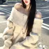Suéter casual de gola alta de um ombro estilo coreano para mulheres, top macio de tricô relaxado fora do ombro, top chique de Dongdaemun