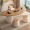 Mesa de Chá para Varanda Mesa e Cadeira de Chá Kung Fu Combinação Pequena Moderna de Alto Padrão Simples para Casa Estilo Creme Mesa de Chá Pequena