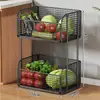 Cesto de Legumes para Cozinha Prateleira de Armazenamento de Chão Removível Bancada para Armazenamento de Frutas e Legumes Carrinho Multifuncional Doméstico