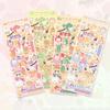 Etiqueta adhesiva para tarjetas de Corea del Sur, material adhesivo láser colorido, decoración artesanal, impresión de pegatinas con personajes de dibujos animados