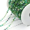Cadena de Cuentas de Cristal Rosa Púrpura Cadena de Cuentas Redondas de 3 mm Cadena Dorada de Acero Inoxidable con Borla Accesorios Semi-Terminados para Collar Pulsera DIY