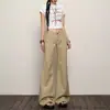Jeans acampanados para mujer 2026 nuevo modelo tiro bajo caqui pantalones rectos estilo americano minimalista pantalones de pierna ancha holgados de campana
