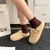 Pantuflas de Cerdo con Dedos Separados Estilo Coreano, Peludas, para Mujer, Novedad Otoño/Invierno 2026, Hebilla Metálica Retro, Pantuflas de Algodón Cálidas para Exteriores