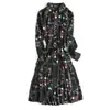 Vestido com Estampa Floral e Vibe Vintage, Novo 2026 Primavera e Outono Estilo Francês Vestido Camisa Floral Acinturado para Mulheres