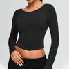 Nova Roupa de Yoga de Outono Feminina Gola Henley Retrô Manga Longa Esportiva Camiseta Emagrecedora e Afinando Roupas para Corrida Treinamento Fitness