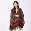 Nuevo Chal a Rayas de Bloques de Color de Moda 2026 para Mujer, Adecuado para Viajar en Xizang, Yunnan y Qinghai, Capa Exterior para Sesión de Fotos