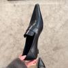 Couro de Ovelha Retrô Bico Fino Salto Baixo Sapatilhas Boca Rasa Roupa de Trabalho Profissional Sapatos Pequenos de Couro Loafers Femininos Salto Grosso Francês