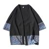 Vestido tipo cárdigan retro de moda de talla grande estilo chino de verano para hombre, nuevo, de algodón y lino con costuras de manga tres cuartos, estilo japonés Hanfu