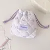 Bolsa de maquiagem com cordão e laço estilo coreano para meninas, bolsa portátil para armazenamento de skincare para estudantes, porta-moedas com cordão de alta aparência