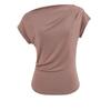 Deseo Puro Chica Caliente Sexy Hombro Inclinado Top Plisado Irregular Diseño para Mujer Nicho Cuello Oscilante Camiseta con Hombros Descubiertos