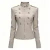Comercio Exterior Ropa de Mujer 2026 Nuevo Estilo Moda Europea y Americana Retro Metal Doble Botonadura Entallada Chaqueta Napoleónica para Mujer