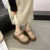 Mary Jane 2025 Novo Outono e Inverno Laço Estilo Francês Meia-Sapatilha para Mulheres, Deslize Fácil Sandálias Fechadas para Exterior de Solado Grosso