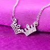 Collar Coreano Sencillo y de Moda Doble Corona para Mujer, Cadena para Clavícula Chapada en Platino, Versátil y Elegante, Regalo para Novia, Venta al por Mayor