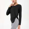 Outono e inverno Novas roupas de ioga soltas de mangas compridas femininas plus size top nude camiseta esportiva profissional corrida roupas de treino