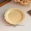 Prato de Jantar Cerâmica Francesa Alto Padrão Embossado Ins Retrô Alto Valor Prato Fofo Estilo Creme Prato de Sobremesa Jantar