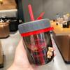 Vaso de agua pequeño y pequeño para niñas, vaso de color alto con tubo de pajita, vaso de plástico transparente portátil y sencillo para estudiantes de verano.