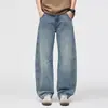 Maple House Roupa Masculina / 2026 Novos Jeans de Algodão Puro Lavado Calças Casuais Americanas Largas com Pernas Curvas Calças Longas Masculinas