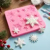 Molde de Silicona de Copo de Nieve de 12 Piezas Molde para Decoración de Pastel de Fondant de Chocolate Navideño Herramientas para Hornear Venta al por Mayor