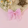 Novo Laço de Fita de Poliéster Pérola Infantil Pequeno Flutuante Canto Grampo de Cabelo Tecido Chiffon Bonito Grampo de Cabelo para Meninas Acessórios de Cabelo