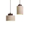 Luminária Pendente Amarela de Travertino Estilo Japonês Wabi-Sabi Iluminação Criativa Nórdica para Quarto ao Lado da Cama Balcão de Restaurante Bar Luminária Pendente para Pousada