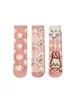 Envío Gratis por 3 Pares de Calcetines Infantiles de Medio Terciopelo, Nuevo Invierno 2025 Calcetines Infantiles de Media Pantorrilla con Conejo Rosa de Dibujos Animados