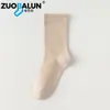 Meias Zobaren Femininas Meia-calça Primavera e Outono Meias Japonesas Modernas Folgadas Empilhadas Meias de Algodão Cor Sólida Preto e Branco Punho Folgado Meias para Gestantes Femininas