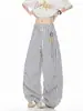 Calça Casual Xadrez com Pingente de Estrela para Homens, Calça de Verão Ampla e Fluida, Calça Reta Solta Estilo Preguiçoso Comprimento Total