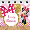 Transfronterizo Caricatura Minnie Mickey Miaomiaowu Fiesta de Cumpleaños Bebé Día 100 Decoración Fondo de Fotografía Tela Venta al por Mayor