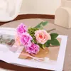 Nuevo Estilo Flor de Rosa Triangular de 5 Pétalos Decoración de Boda Flor Artificial Accesorio de Fotografía Flor de Rosa Pequeña Flor de Simulación Comercio Exterior Transfronterizo