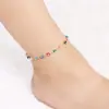 Nueva Joyería de Comercio Exterior Europeo y Americano, Tobillera de Ojo de Diablo Gota de Agua de Siete Colores, Elegante, Simple, Versátil y Accesorio de Pie Personalizado