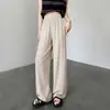 Pantalones de pierna ancha para mujer de Lyocell Tencel Lino, estilo delgado de verano, con caída, estilo Old Money Ropa para mujer, Pantalones rectos de algodón y lino