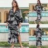 Novo roupão de tie-dye de rayon europeu e americano para férias, solto, plus size, casaco de praia, macacão para a cabeça, saia longa, blusa de biquíni