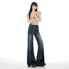 Jeans Acampanados Holgados Vintage para Mujer, Estilo Americano Otoñal de Tiro Alto, Caídos, Nicho, Bolsillo Frontal, Cubre Cadera, Pierna Ancha, Pantalones de Campana