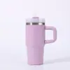 Nueva Taza Térmica de Acero Inoxidable Más Vendida con Asa, Taza de Coche de Aspecto Elegante, Taza Portátil para Exteriores con Popote y Hielo
