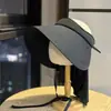 Sombrero de Sol Estilo Nuevo para Mujer, Protección Solar de Verano, Anti-UV, Negro Terciopelo Goma Hueco Superior, Ala Ancha, Chal Integrado, Moderno