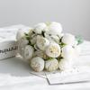 Rosa Artificial de 27 Cabezas Atada a Mano Flor Artificial Camelia Ramo Pequeño Juego de Flores Falsas Decoración para el Hogar Ramo